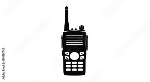 A black silhouette illustration of a walkie talkie device