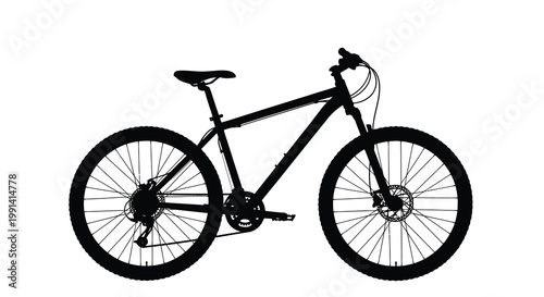 Silhouette of a mountain bike against a white background