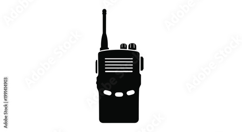 Simple black silhouette of a two way radio communication device