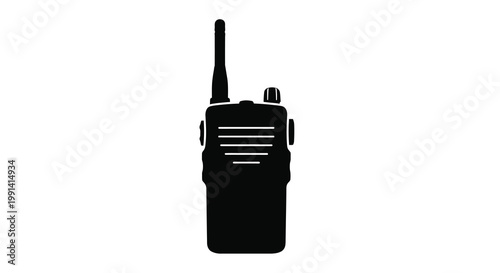 Black silhouette of a handheld walkie talkie with an antenna
