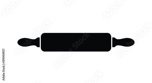 Canvastavla A simple black rolling pin illustration presented as a striking silhouette