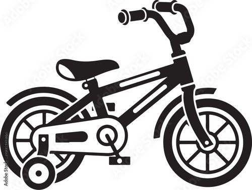 Black bicycle icon, kid's bike, balance bike, vector bike illustration, children's transportation