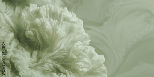 Wallpaper Mural Generative AI, Soft Pale Green Floral Ruffled Texture Background Torontodigital.ca
