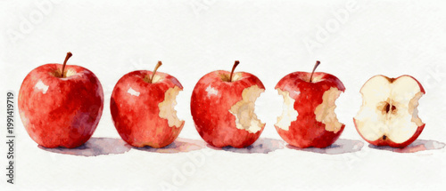 Healthy Apple Snack Apple Bite by Bite isolated watercolor vector illustration svg