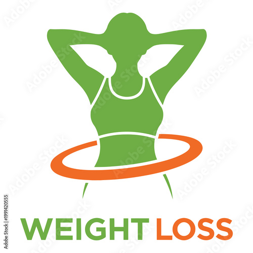 Woman using hula hoop for weight loss exercise routine silhouette icon