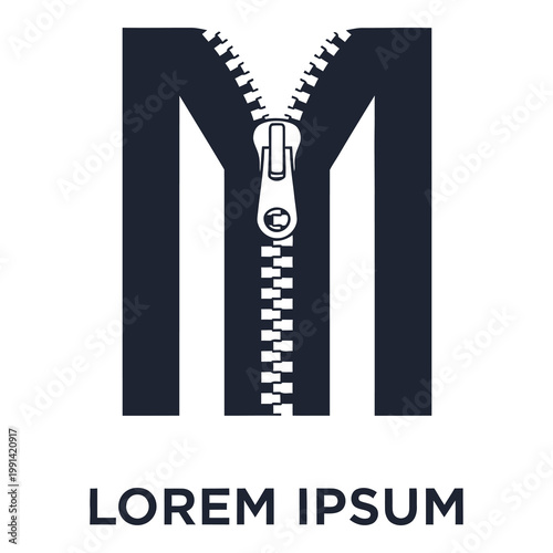 Zipper icon with open zipper on white background for design and illustration icon