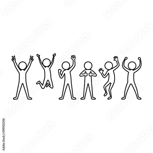 stick figure people celebrating joy and happiness together