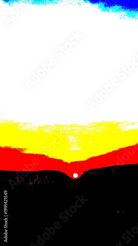 Bold Minimalist Sunrise Landscape Illustration