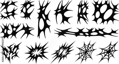 Abstract black spiky shapes and spiderweb graphics with abstract art organic shapes graphic design abstract patterns graphic elements abstract