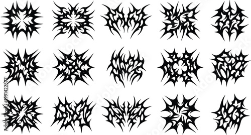 Black gothic style lettering and abstract graphic elements with heavy metal graphic design abstract art hand drawn lettering abstract elements