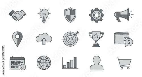 Collection of Business and Technology Outline Icons