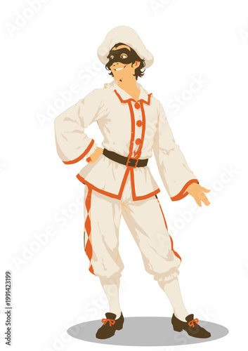 079-50-Pulcinella  a traditional commedia dell'arte character  wearing costume with mask