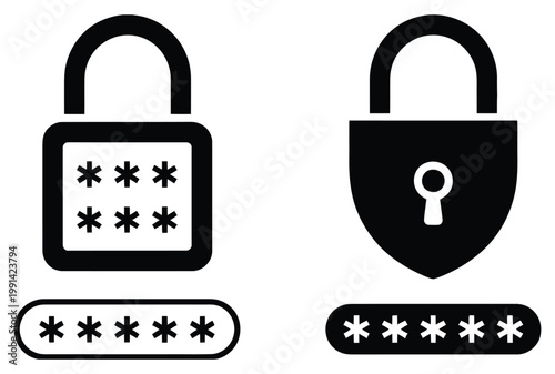 Account protection icon set, minimal vector collection of secure login, authentication success, and privacy symbols, modern design suitable for cybersecurity, user accounts, and digital platforms.
