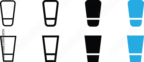 Set of cosmetic tube icons, skincare product packaging, vector illustration