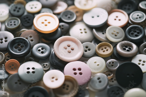 Neutral tone buttons collection macro textile minimal background