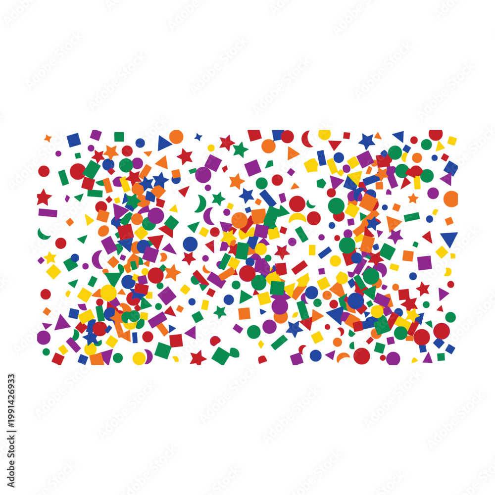 Obraz premium Colorful confetti on white background for celebration