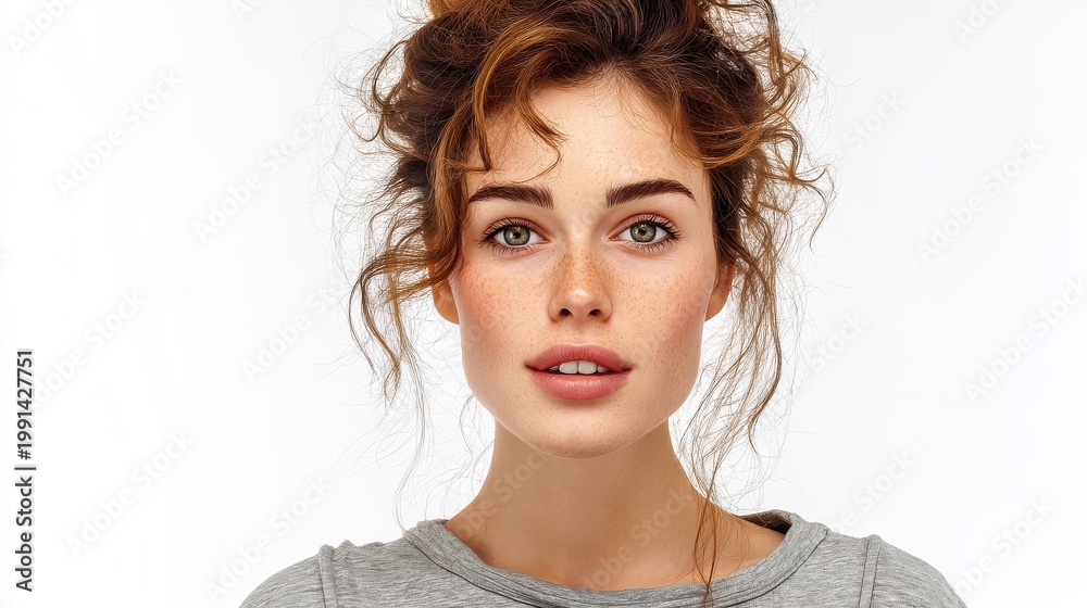 Naklejka premium no makeup portrait on a withe background