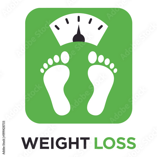 Weight loss concept with feet on scale icon  health and wellness symbol icon
