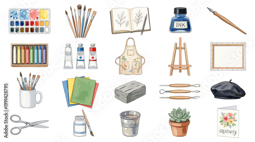 Hand drawn kitchen and weather outline vector set with rain, tornado, boots, temple, mountains and storm symbols for seasonal design, travel themes and forecast graphics