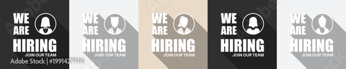 We are hiring join our team graphic with diverse icons and shadows