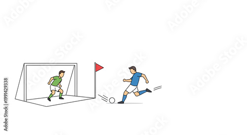 Man Kicking Soccer Ball In Game.