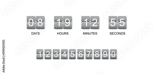 Flip clock displaying countdown timer with days, hours, minutes, and seconds