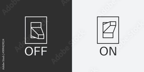 Simple line art icons showing electrical switch in off and on positions