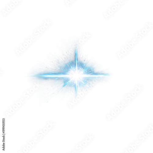 Professional Bright Blue Glow Star Flash Light Cosmic Radiant Burst Image