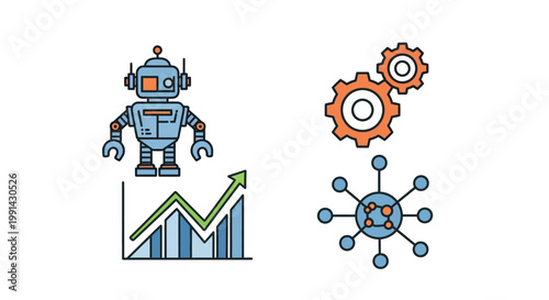 Robot with graph and gears technology.