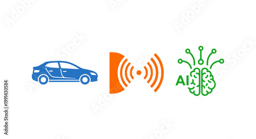 Car with AI technology wireless connection.