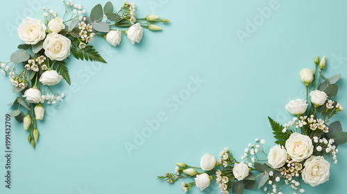 White Roses and Green Leaves Arrangement.