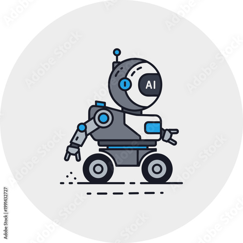 Robot with AI on its face.