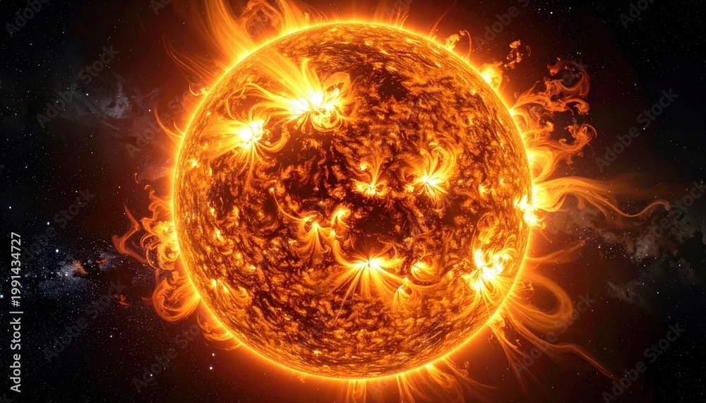 Fototapeta premium Sun Surface with Flares.