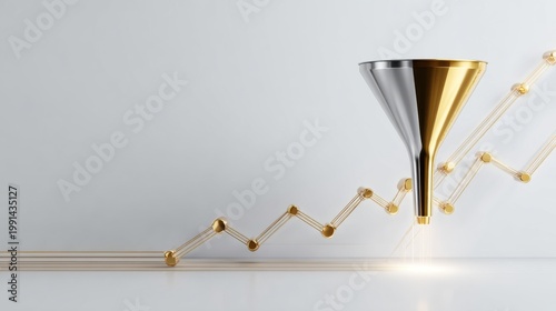 A stylish funnel graphic on white background