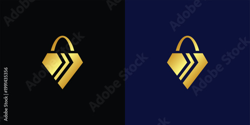 shopping store logo with luxury line diamond graphic design design concept for jewelry shop business identity logo