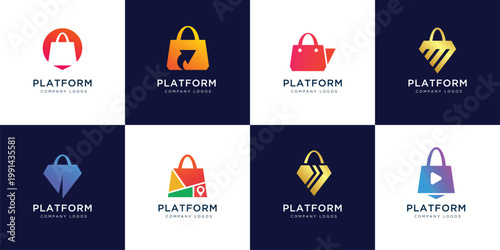 Shopping Bag icon set , Online Shop Symbol,  infographic, store, E-Commerce Logo design