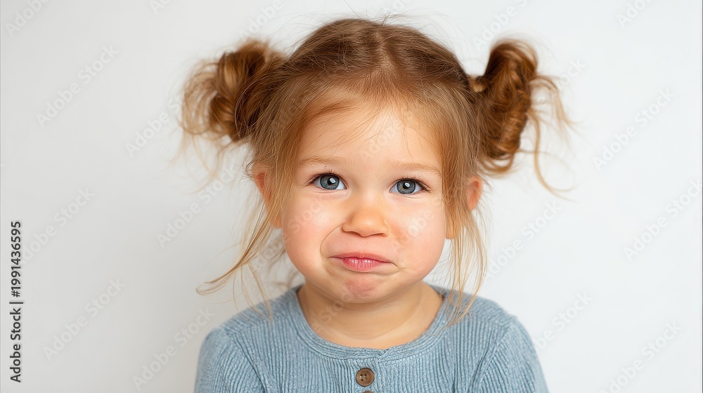 Naklejka premium expressive toddler portrait on a withe background