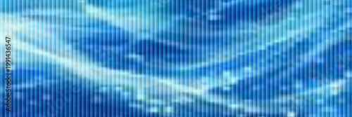 Futuristic ribbed texture with fractal glass effect and smooth fluted vertical lines of rainbow neon gradient.