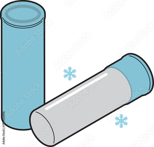 熱中症対策になるコンパクト氷のうのイラスト（出して奥が蓋の状態）