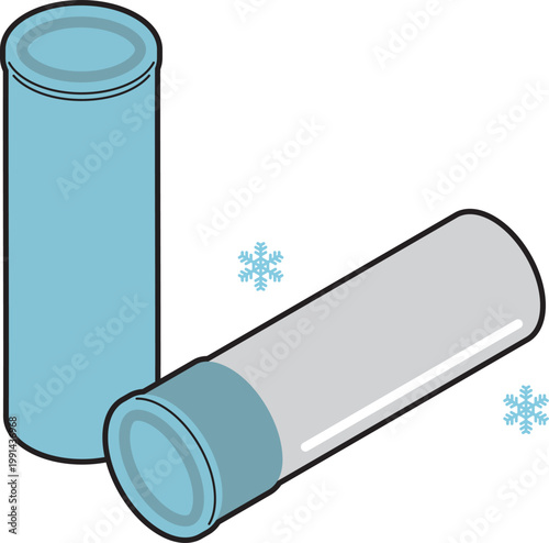 熱中症対策になるコンパクト氷のうのイラスト（出して手前が蓋の状態）