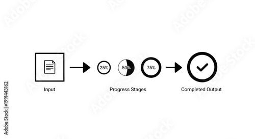 Workflow, Process, Progress, Infographic Elements, Icons, Vector