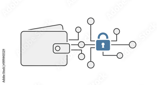 Secure wallet, digital lock, online payment protection, financial security icon