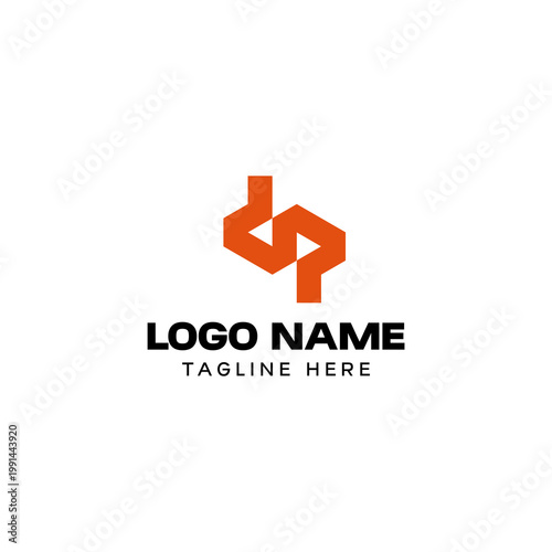 Modern Orange Geometric Abstract Interlocking S Letter Logo