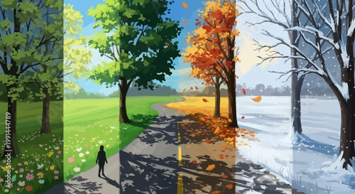 Seasonal change and progression through the year, a visual metaphor for time and life cycle, perfect for a vector icon sheet, icons, and vector sheet