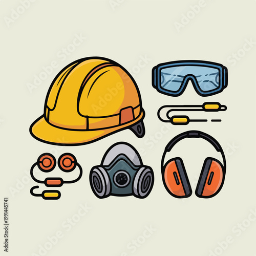 PPE Safety Equipment Icon Set