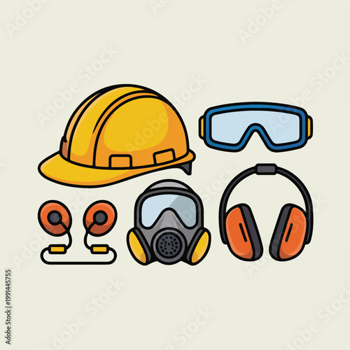 PPE Safety Equipment Icon Set
