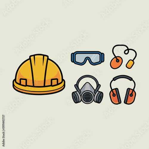 PPE Safety Equipment Icon Set
