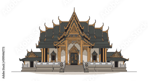Ornate Traditional Thai Temple Architecture Exterior