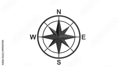 Black and White Compass Rose Illustration