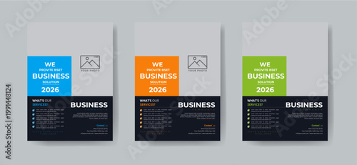 Business flyer design template with 3 color design concept layout	
